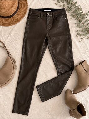 Sam Edelman The Kitten Faux Leather Mid Rise Skinny Ankle Pants Brown Size 25